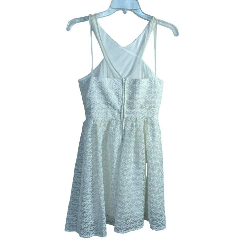 Hailey Logan White Lace Front Illusion Cross-Over Dress By Adrianna Papell Sz 6 - Picture 3 of 7